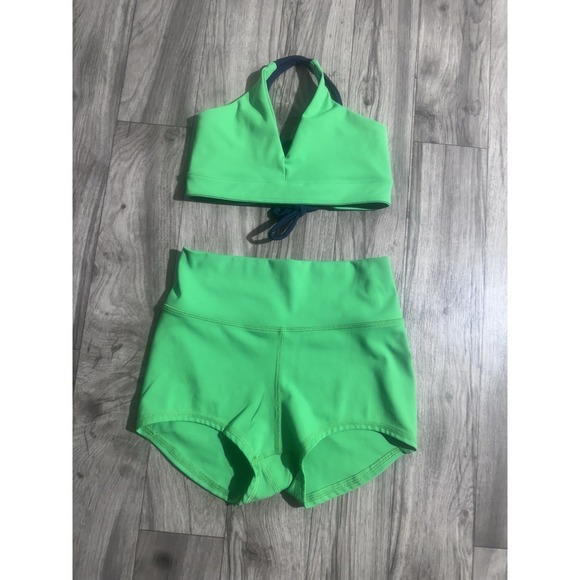 Five Other - Set de Danza Five Dancewear - Top con Amarre y Shorts - Verde Neón/ (Size XS)